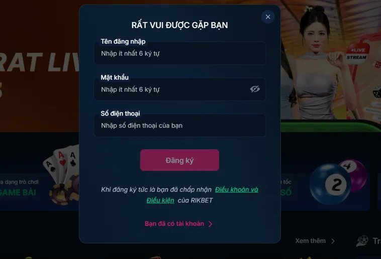 Hướng Dẫn Đăng Ký RikBet Nhanh Chóng Để Trải Nghiệm Thế Giới Game Đẳng Cấp Nhất
