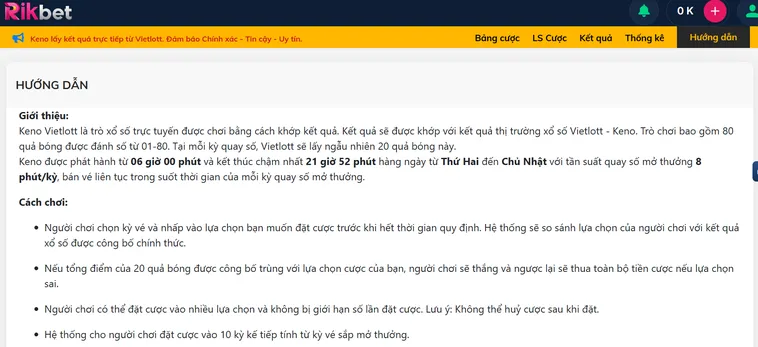 Chinh Phục Keno Vietlottt Tại RikBet Với Tỷ Lệ Trả Thưởng Cực Khủng
